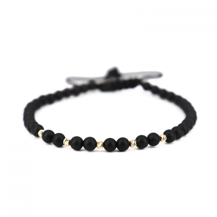 Brățară cu 5 Biluțe din Aur 14K și Onix – Protecție, Claritate și Rafinament [1]
