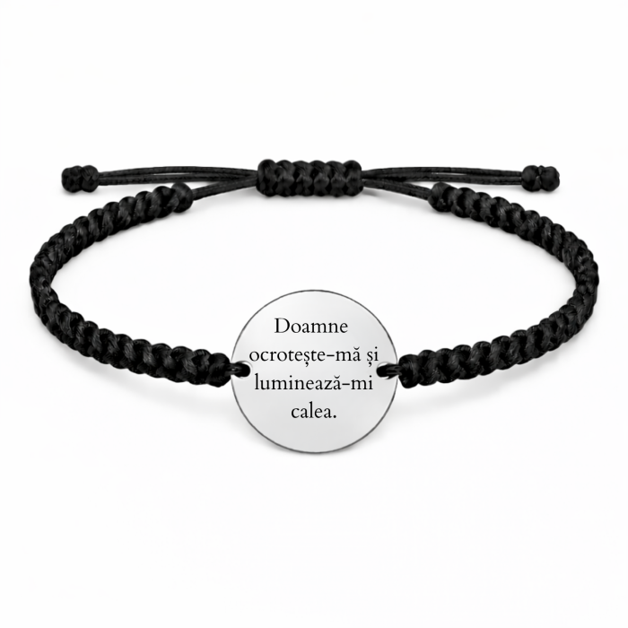 Brățară cu bănuț din inox gravat cu icoana Mântuitorului – Brățară personalizată cu șnur împletit [2]