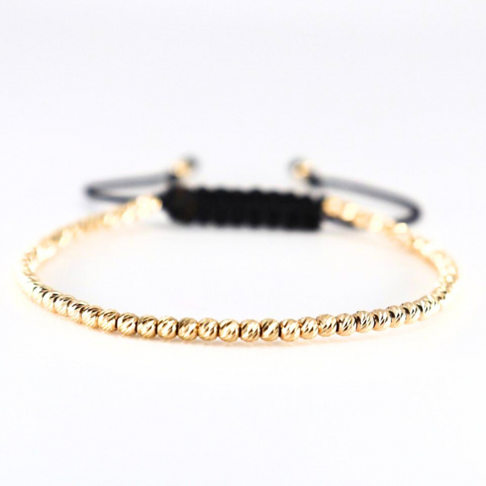 Brățară cu Biluțe de Aur 14K 2.5 mm, Șnur Reglabil [1]