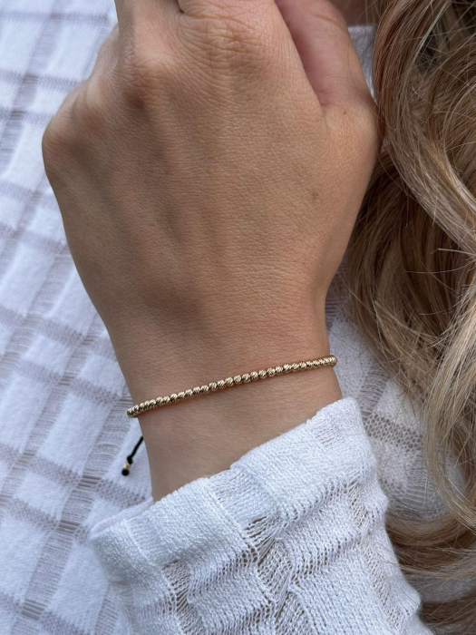 Brățară cu Biluțe de Aur 14K 2.5 mm, Șnur Reglabil [2]