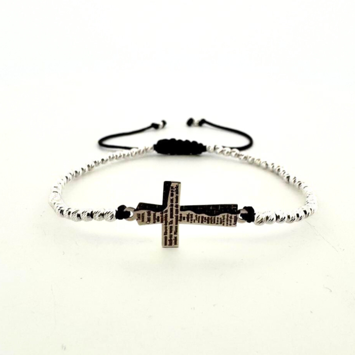 Brățară cu Biluțe din Argint 925 și Cruciuliță Gravată cu Rugăciunea „Tatăl Nostru” – Bijuterie Spirituală pentru Femei și Bărbați [1]