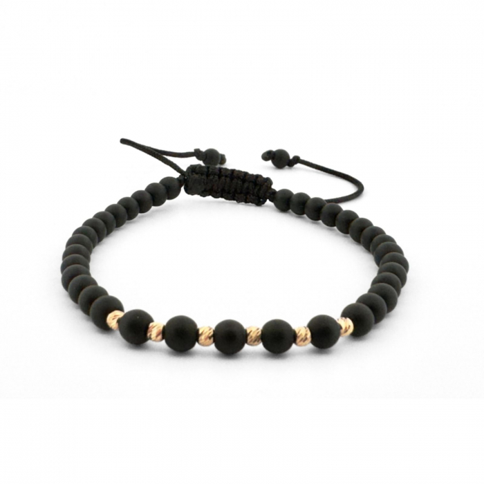 Brățară cu Biluțe din Aur 14K și Onix 4 mm – Protecție, Rafinament, Valoare [1]