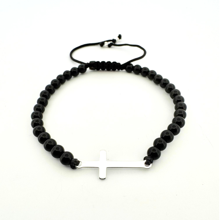 Brățară cu Cruce din Argint 925 Personalizată și Onix Lucios – Semnificație și Spiritualitate [2]