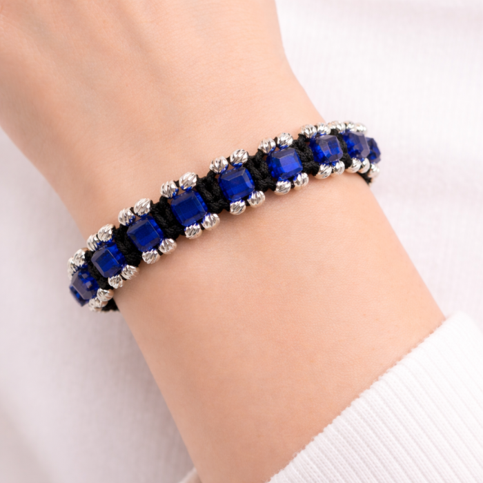 Brățară cu Șnur Împletit, Cristale de Sticlă și Biluțe din Argint 925 – Design Elegant și Deosebit [2]