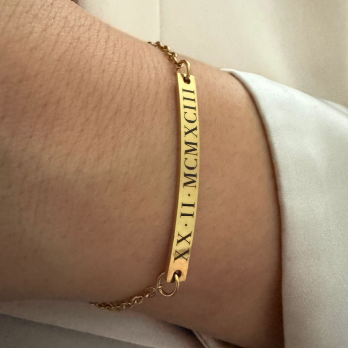 Brățară Personalizată cu Plăcuță pentru Damă – Inox Auriu, Gravură Laser Față-Verso [3]