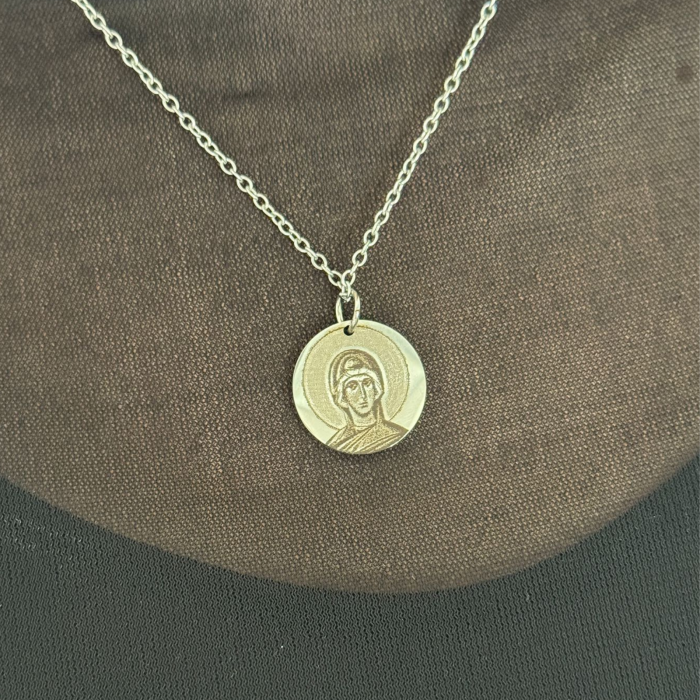 Lănțișor Damă Personalizat cu Icoană – Inox Argintiu, Gravură Laser Față-Verso [3]