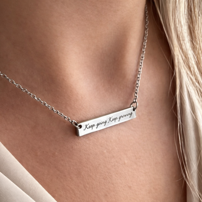 Lănțișor Damă Personalizat cu Mesaj – Inox Argintiu, Gravură Laser Față-Verso [2]