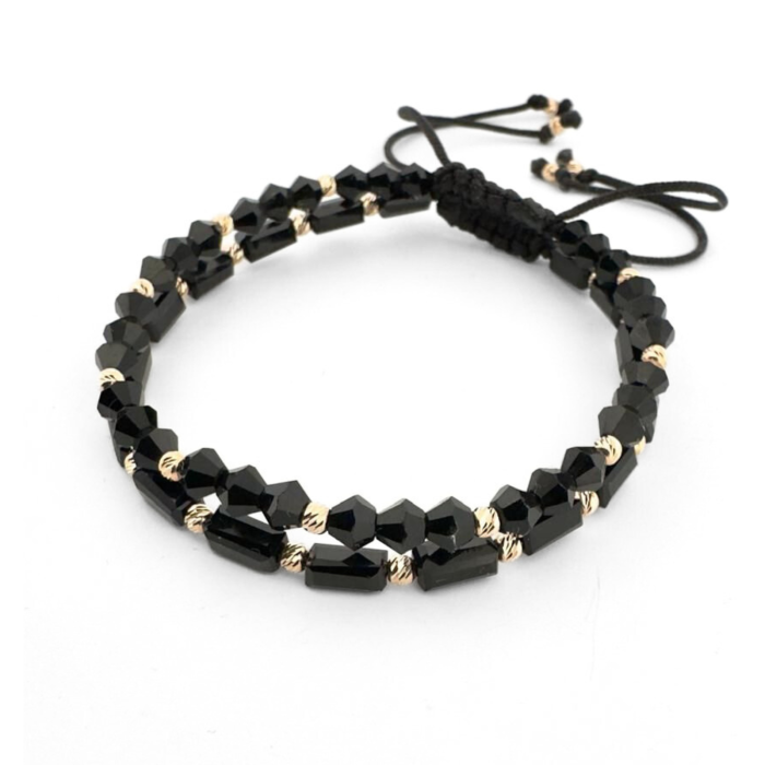 Set Brățări cu Biluțe de Aur 14K, Cristale Sticlă și Șnur Reglabil [2]