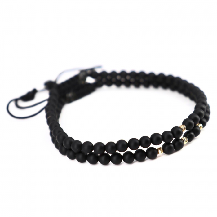 Set Brățări cu Biluțe din Aur 14K și Onix Natural – Conexiune, Protecție și Stil [2]