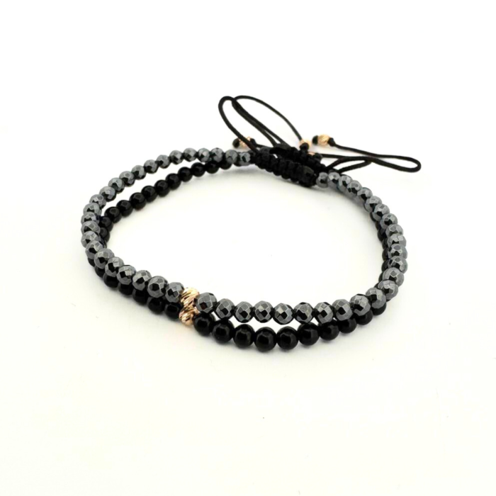 Set de Brățări cu Biluțe de Aur 14K de 3 mm, Onix și Hematit – Protecție, Echilibru și Legături Autentice [2]