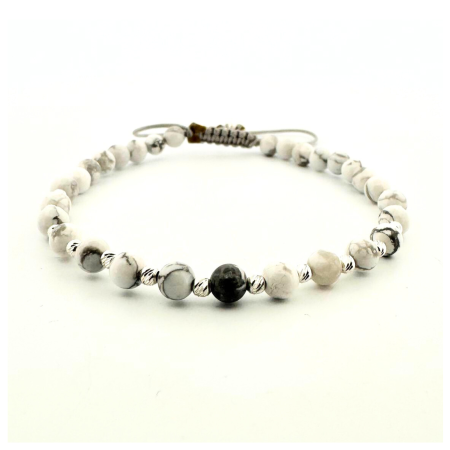 Bratari Argint - Brățară cu Biluțe de Argint 925 și Howlit – Calm, Puritate și Simplitate