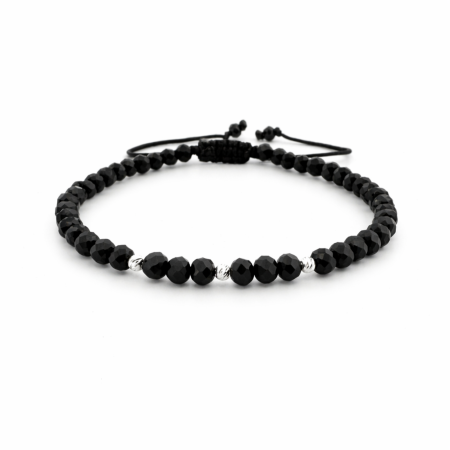 Brățară cu biluțe din argint 2.5 mm și cristale de sticlă rondele – Brățară unisex