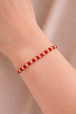 Brățară cu Biluțe din Argint 925 Placate cu Aur 18K 3 mm și Cristale de Sticlă Roșii Biconice – Accesoriu Delicat și Elegant [2]