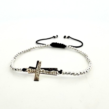 Brățară cu Biluțe din Argint 925 și Cruciuliță Gravată cu Rugăciunea „Tatăl Nostru” – Bijuterie Spirituală pentru Femei și Bărbați [3]