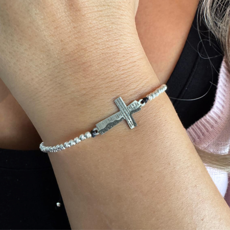 Brățară cu Biluțe din Argint 925 și Cruciuliță Gravată cu Rugăciunea „Tatăl Nostru” – Bijuterie Spirituală pentru Femei și Bărbați [2]