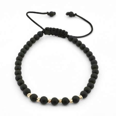 Brățară cu Biluțe din Aur 14K și Onix 4 mm – Protecție, Rafinament, Valoare [1]