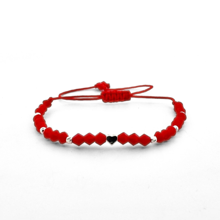 Bratari Argint - Brățară cu Inimioară din Argint, Cristale de Sticlă și Biluțe de Argint – Cadou Romantic pentru Ea