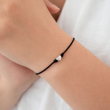 Brățară cu Inimioară din Argint și Șnur Negru Reglabil – Simbolul Iubirii Sincere [1]