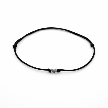 Bratari Argint - Brățară cu Inimioară din Argint și Șnur Negru Reglabil – Simbolul Iubirii Sincere