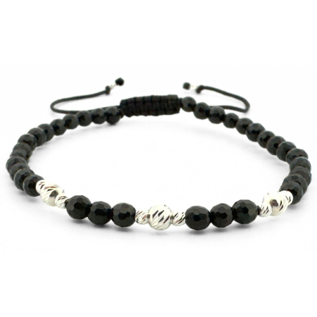 Bratari Argint - Brățară cu Onix Fațetat și Biluțe din Argint 925 – Prezență și calm