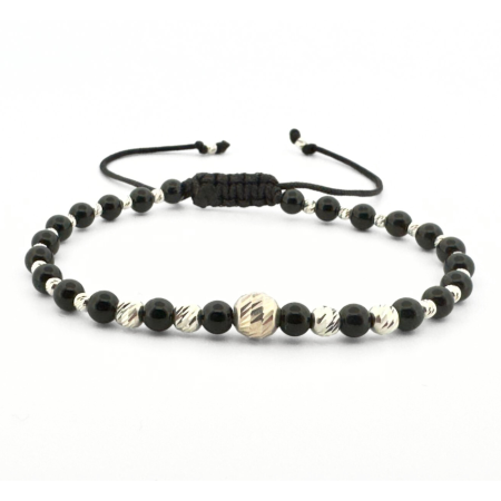 Bratari Argint - Brățară cu Onix Negru Lucios și Biluțe din Argint 925 – Putere, Echilibru și Eleganță