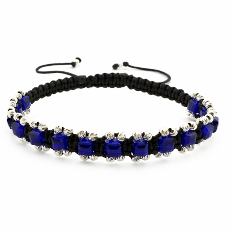 Bratari Argint - Brățară cu Șnur Împletit, Cristale de Sticlă și Biluțe din Argint 925 – Design Elegant și Deosebit