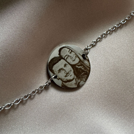 Brățară Damă cu Bănuț Personalizat cu Fotografie – Inox Argintiu, Gravură Laser [1]