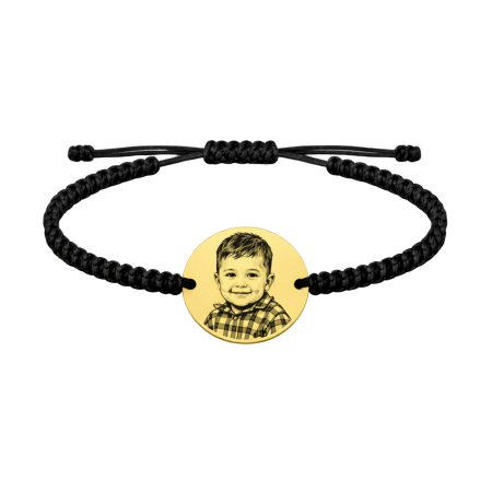 Bijuterii Personalizate - Brățară personalizată cu gravură foto pe bănuț din argint 925 placat cu aur 18K