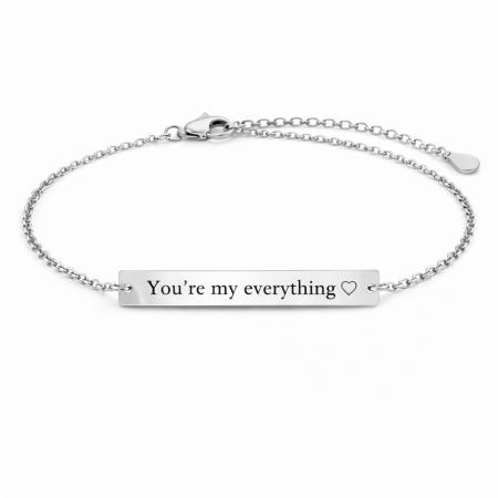 Bijuterii Personalizate - Brățară Personalizată cu Plăcuță pentru Damă – Inox Argintiu, Gravură Laser Față-Verso