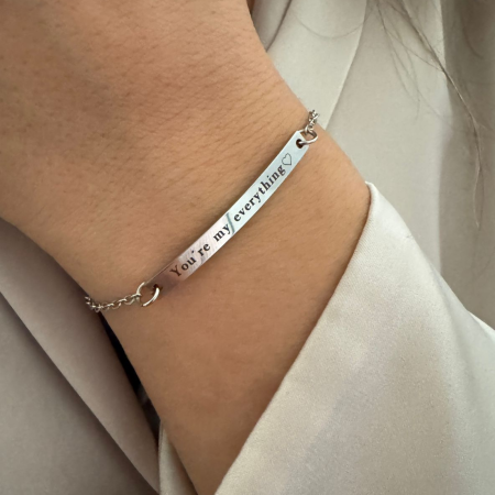 Brățară Personalizată cu Plăcuță pentru Damă – Inox Argintiu, Gravură Laser Față-Verso [2]