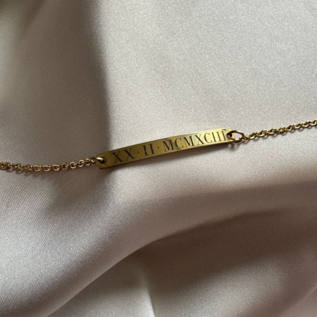Brățară Personalizată cu Plăcuță pentru Damă – Inox Auriu, Gravură Laser Față-Verso [1]