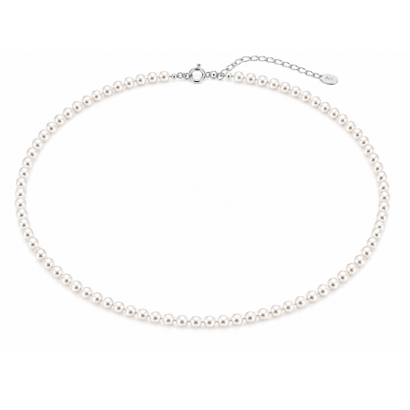 Coliere cu perle - Colier din argint cu perle stil Mallorca 4 mm – Colier elegant la baza gâtului