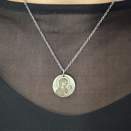 Lănțișor Damă Personalizat cu Icoană – Inox Argintiu, Gravură Laser Față-Verso [1]