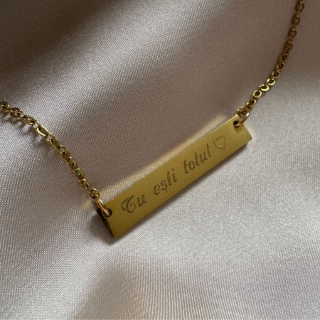 Lănțișor Damă Personalizat cu Mesaj – Inox Auriu, Gravură Laser Față-Verso [3]