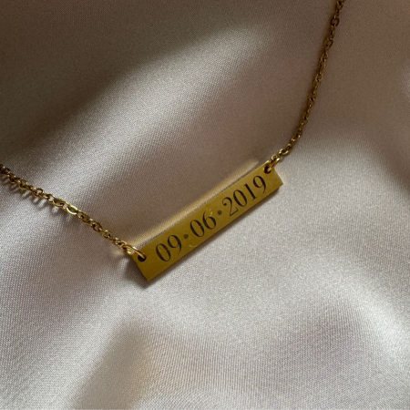 Lănțișor Damă Personalizat cu Mesaj – Inox Auriu, Gravură Laser Față-Verso [1]