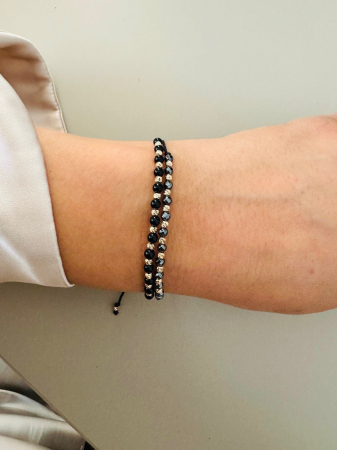 Set Brățări cu Hematit Fațetat 3 mm și Onix Negru Lucios cu Biluțe de Aur 14K de 2.5 mm – Două bijuterii, o poveste de dăruit [1]