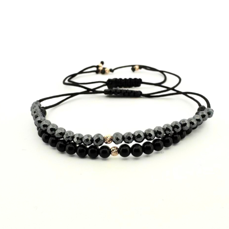 Set Brățări cu Onix, Hematit și Biluțe de Aur 14K de 2.5 mm – Conexiune, Echilibru și Eleganță [1]