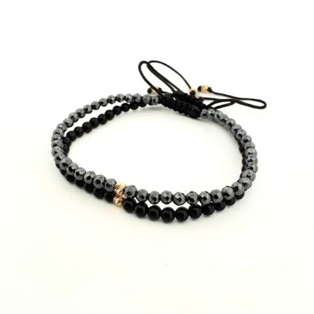 Set de Brățări cu Biluțe de Aur 14K de 3 mm, Onix și Hematit – Protecție, Echilibru și Legături Autentice [1]