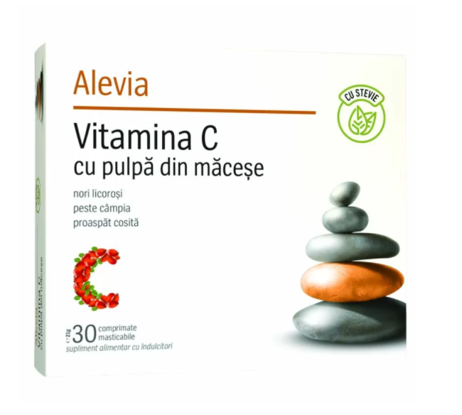 ALEVIA VITAMINA C +PULPA MACESE +STEVIE 30CP MASTICABILE [1]