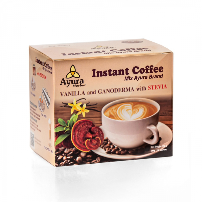 AYURA HERBAL COFFEE GANO CAPUCINNO STEVIE SI VANILIE 1 PLIC [1]