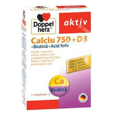 DOPPEL CALCIU 750MG+D3+BIOTIN+ACID FOLIC 30 TB [1]