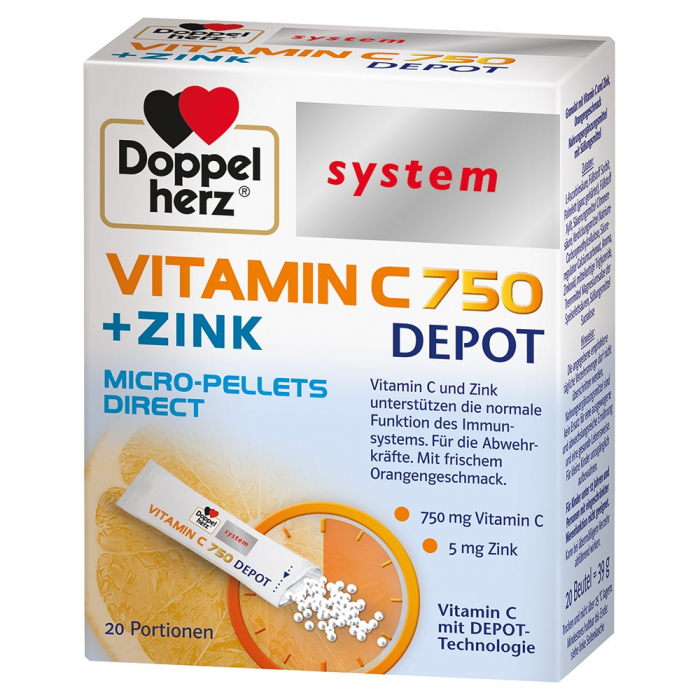 DOPPEL SYSTEM VITAMINA C 750MG+ZN DEPOT 20 PLICURI OROSOLUBILE [1]
