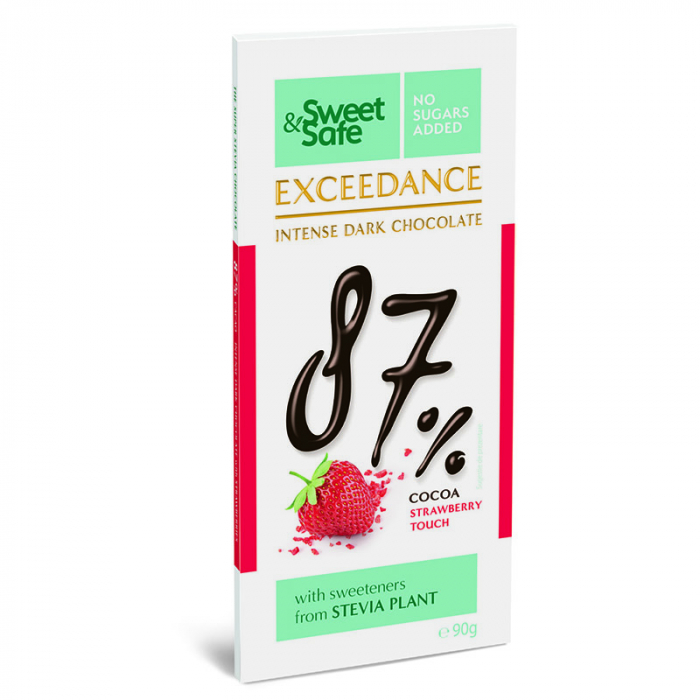 SLY CIOCOLATA AMARUIE 87% CU CAPSUNI INDULCITA CU STEVIE 90G [1]