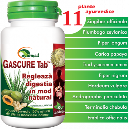 SUPLIMENTE STOMAC- DIGESTIE- COLON - AA GASCURE 100TBL