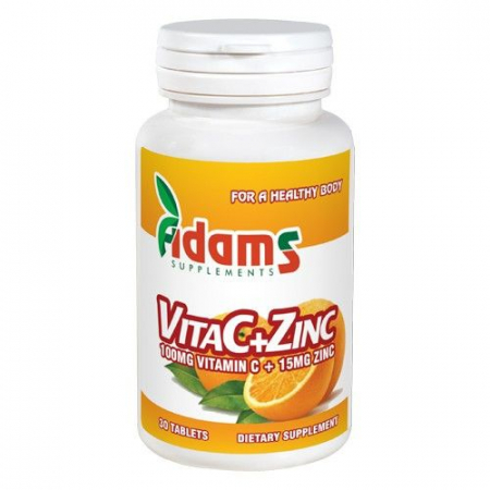 SUPLIMENTE VITAMINE ȘI MINERALE - ADAMS VIT C +ZINC 30CP