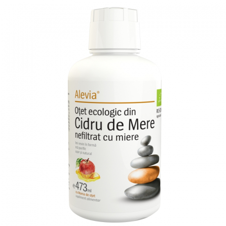 SUPLIMENTE SLĂBIRE - ALEVIA OTET NEFILTRAT CIDRU MERE +MIERE 473ML