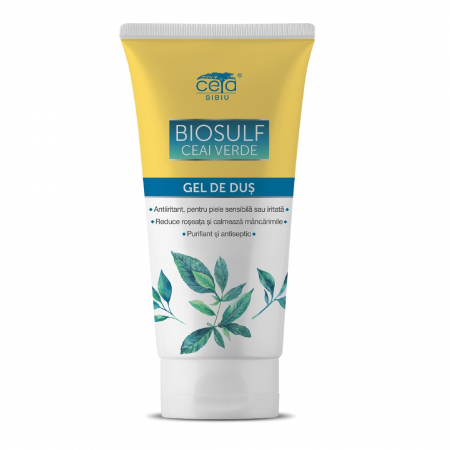 ȘAMPOANE- BALSAM- LOTIUNI-GELURI-PASTA DINTI - CETA  GEL DUS BIOSULF +CEAI VERDE 200ML