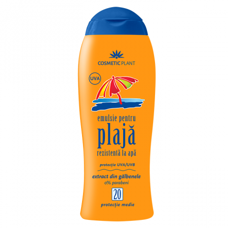 CREME CORP-MASAJ-MAINI -CALCAIE - CP EMULSIE PLAJA FP20 REZISTENTA LA APA 200ML