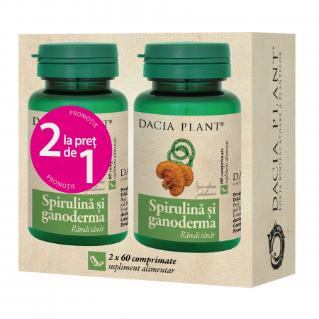 SUPLIMENTE ANTIOXIDANȚI-ANTITUMORAL - D PLANT SPIRULINA +GANO 60CP/1+1