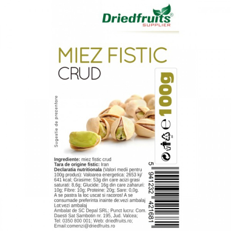 FOOD SEMINȚE- OLEAGINOASE - DEP MIEZ FISTIC CRUD 100G
